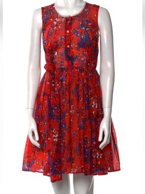 Roz & Ali Red Floral Zip-Front Dress
